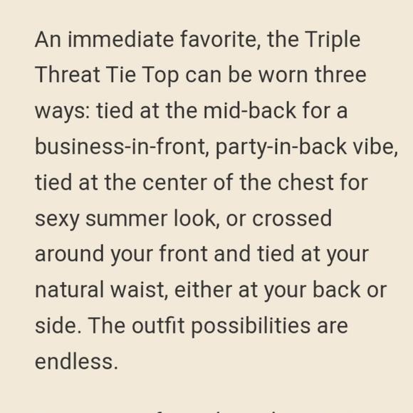 MIHA Triple Threat Tie Top Size Medium Natural Neutral Color - Picture 5 of 11